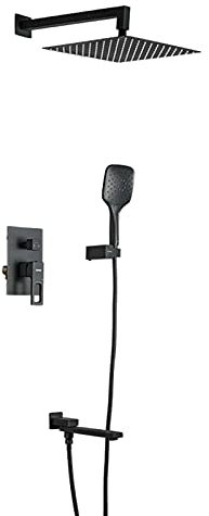 Faucet Juego de Grifo de Ducha Negro, Cabezal de Ducha Tipo Lluvia de 10 Pulgadas, Juego de Cabezal de Ducha de Mano y caño para bañera, de Ducha de latón Macizo, grifos mezcladores de Ducha de