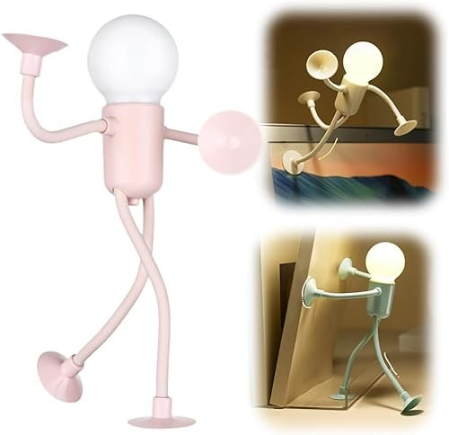 HOIDOKLY Veränderbare Form Lustiges Sportler Nachtlicht, DIY Form Nachtlichter, Saugnapf Biegbare Schreibtischlampe, Kreative Nachtlampe für Schlafzimmer Badezimmer Flur Küche Weihnachten (Rosa)