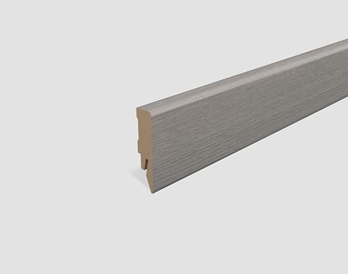 EGGER Sockelleiste Eiche dunkelgrau L641 | neues kubisches Profil | passend zu Fußboden Avery Eiche grau