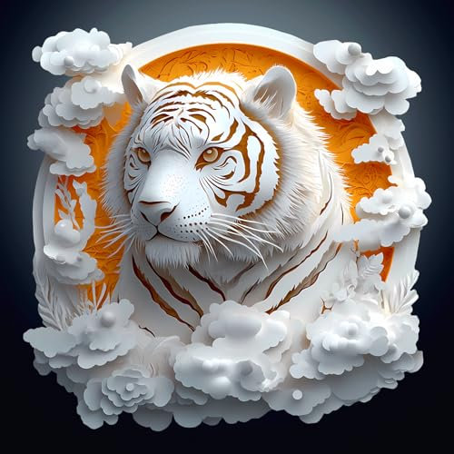 3D Holzpuzzle für Erwachsene, 300 Teile Holzpuzzle Tiere für Erwachsene Kinder, Einzigartiges Tierform Puzzle, 3D Papier-Tiger Unregelmäßige und einzigartige Rätsel(L-34 * 34cm)
