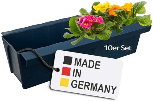Hossi's Wholesale 10 Euro-Paletten Blumenkästen-Einsätze | mit Hängesystem zum Einhängen | 37,3cm Anthrazit | Pflanzkasten für Europalette Palette | Balkonkasten | Blumentopf | extrem stabil