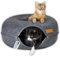 Katzentunnel aus Filz 60x60x28 Katzenbett flauschig rund Katzenhöhle Tunnel Donut Katzendonut Bett Spiele Katzen mit waschbarem Kissen Bezug Katzenkörbchen als Schlafplatz Kuschelbett - Anthrazit