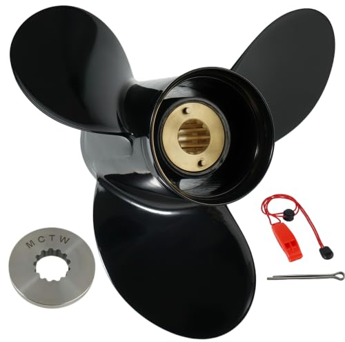 QIKIRUO Außenbord-Propeller aus Aluminium mit 13 Zähnen, für Quecksilbermotoren mit 25/30/35/40/45/50/55/60/70/75 PS, 8,9 cm Getriebegehäuse, rechts