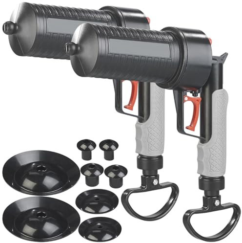 AGT Rohr-Reiniger: 2er-Set XL-Pressluft-Rohrreiniger mit Pistolengriff und 4 Aufsätzen (Hochdruck Abflussreiniger, Abfluss Hochdruckreiniger)