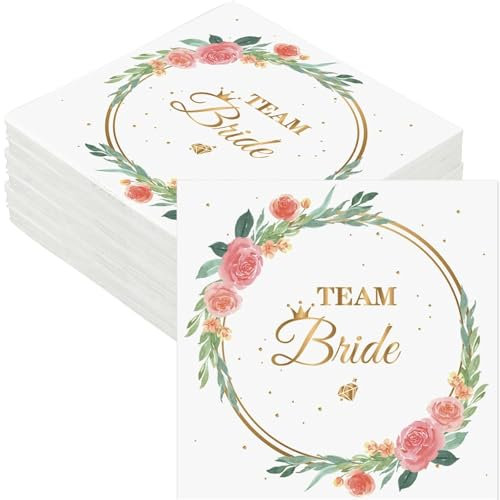 Ovanda 20 Stück JGA Servietten, Team Bride Serviettens, Bride to be Deko, Frauen Braut Party Dekos, Bride To Be Servietten,JGA Deko für Frauens,Junggesellenabschied,Junggesellenabschied Frauen Dekos
