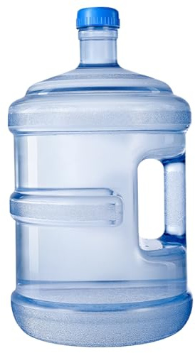 Porgeel Botella de agua de plástico sin BPA de 5 litros con tapas de rosca y asa integrada para camping, senderismo, al aire libre, pequeña