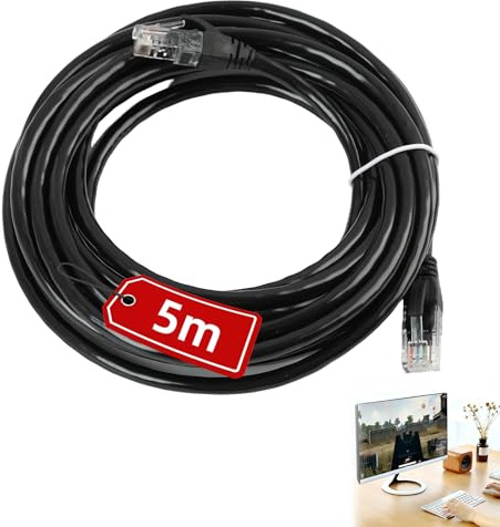 Cat 6 Ethernet Cable 5 M Black, High-Speed Gigabit RJ45 Network Cord, Cat 6 Ethernet Cable, For 1000Mbps Internet, Durable LAN Wire Lead for Gaming, Smart TV, Router, PC, and Laptop Connectivity