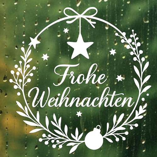 Fensterbild Kranz mit Kugel Aufkleber Frohe Weihnachten | Winterzeit Deko für Advent und Weihnachten, Exklusiv