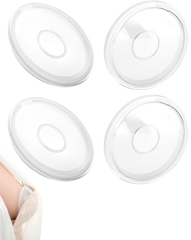 ZEXIJOW Tasse de collecte de lait maternel,Coquilles de Lait Maternel en Silicone Sans BPA, 4 Pièces Réutilisables pour Allaitement et Économie de Lait,Stérilisable