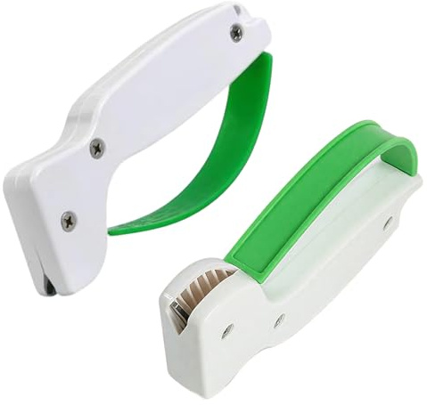 2 Pack Knife Sharpeners, Manual Pull-Through Sharpener for Kitchen & Garden Tools. 3-Stage Sharpening for Hunting, Pocket, Chef Knives, Pruning & Hedge Shears. Portable & Easy to Use (White)