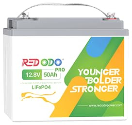 Redodo Batteria Litio 12V 50Ah Pro 640Wh Batteria LiFePO4 con BMS 50A 4000-15000 Cicli Durata fino a 10 Anni 12V Batteria 50Ah per Motore di Pesca Campeggio e Sistemi Solari