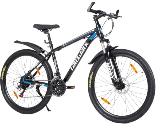 Herren Mountainbike MTB 28/26 Zoll 21 Gang Shimano Schaltung Stahl Diamantrahmen 45 cm Federgabel Scheibenbremsen Hardtail Fahrrad für Erwachsene Blau