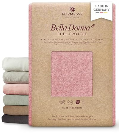 Bella Donna Edel-Frottee Exklusives Spannbettlaken: langlebig, kuschelig | FORMESSE Farbe Altrosé; 120x190-130x220cm, bis 25cm; 68% Baumwoll-Kompaktgarn, 30% rec. Polyester, 2% Elastan, Aloe vera