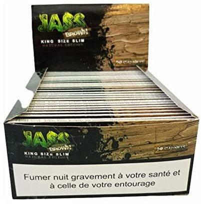JASS Brown – Feuilles à rouler King Size Slim – Papier non blanchi – Boîte de 50 carnets