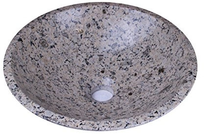 YUCHENGSTONE® Waschbecken Waschschale Steinwaschbecken 100% Naturstein, Aufsatzwaschbecken Handwaschbecken Marmor/Granit, rund, Durchmesser 33-35cm, Durchmesser Ablauf 4,5 cm