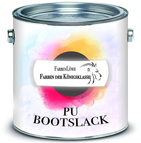 FARBENLÖWE Bootslack Yachtlack Bootsfarbe Yachtfarbe PU-verstärkt für Holz und Metall verstärkt, extrem belastbar und hochelastisch Schiffslackierung (Schwarz (RAL 9005), 2,5 L)