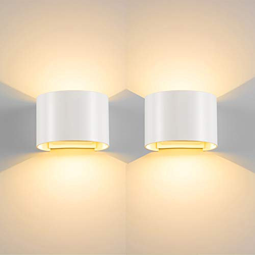 BELLALICHT LED Wandleuchte Innen Außen Warmweiß 2er Set mit Einstellbar Abstrahlwinkel Up Down 12W IP65 Wasserdicht Wandlampe für Bad Flur Kinderzimmer Treppenhaus Wohnzimmer Schlafzimmer