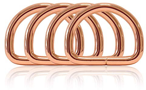 Ganzoo D - Ring aus Stahl, 4er Set, Innenmaß 26mm, Materialstärke 4mm, DIY Hunde-Halsband, nichtrostend, geschweißt, Ideal mit Paracord 550, Farbe Rose-Gold