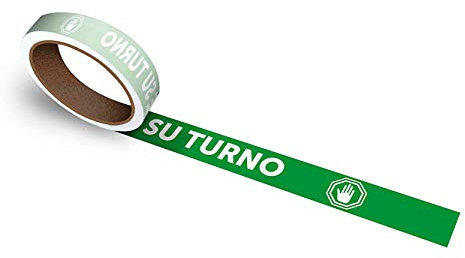 Oedim Rollo de 25 uds. De vinilos Adhesivos para Suelo | Adhesivo para Exteriores | 100x5cm con el Texto: por Favor, Espere SU Turno