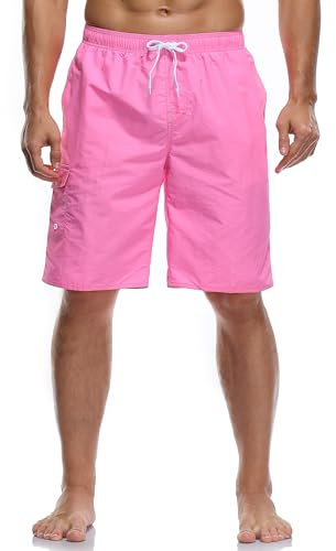 Vocanbomor Pantaloncini da Uomo Quick Dry Swim Trunks Board con Fodera in Rete (B27-Pink, 40), B27-pink, 40