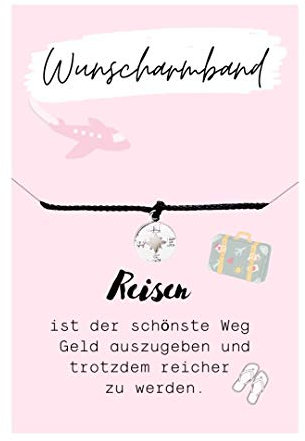 Wunscharmband Kompass Silber/Make a wish/Glücksarmband