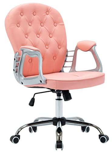 vidaXL Bürostuhl mit 5 flexiblen PU-Rollen Höhenverstellbar Schreibtischstuhl Gaming Stuhl Drehstuhl Chefsessel Sportsitz Bürodrehstuhl Rosa Kunstleder
