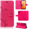 betterfon Hülle Kompatibel mit Wiko Y81 | Premium PU Leder Handyhülle Wallet Case für Y81 | Schutzhülle Blumen Klapphülle Handyhülle | Pink