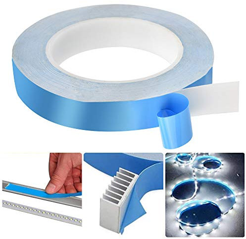 WANTOUTH Thermisches Klebeband Wärmeleitendes Doppelseitiges Klebeband Wärmeleitendes Kühlendes Band Blau Selbstklebend Wärmeleitband Tape für integrierte Schaltungen, Kühlkörper LED, 25m x 20mm