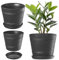 KADAX Pot de Fleurs en Plastique avec Soucoupe pour Intérieur et Extérieur, Catche-Pot Imitant l'aspect du Bois, Conçu en Forme de Tonneau (Anthracite, 17 cm)