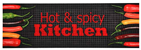 vidaXL Küchenteppich Waschbar rutschfest Küchenläufer Teppichläufer Läufer Teppich Flurteppich Küche Bodenmatte Fußmatte Hot & Spicy 60x300cm