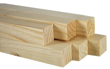 CHELY INTERMARKET Palos Madera 1x1x83 cm Pack 6 Listones Naturales Para Bricolaje Carpintería Manualidades Proyectos DIY Corte Preciso Artesanía Decoración Construcción Tallado Lijado