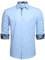 HISDERN Men's Light Blue Regular Fit Dress Shirts Casual Business Long Sleeve Formal Button Down Shirts for Men Wedding Party Work with Pockets