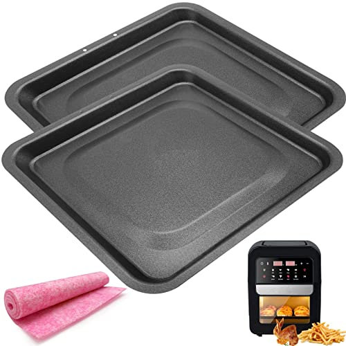HEISENLIN Drip Pan for Instant Vortex Plus Air Fryer, 2 PCS Upgraded Rectangular Nonstick Oil Drip Tray Pan for Instant Vortex Pro Innsky Chefman PowerXL and More Air Fryer, Dishwasher Safe, Black