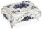 Sumnacon Vintage Metal Small Jewelry Box with Blue Flower Pattern, Trinket Organizer Box for Rings, Earrings, Necklace, White (Size M)