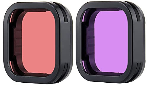 YALLSAME Diving Filter for GoPro Hero 12 11 10 9 Black in Color Red & Magenta, Ideal for Diving Snorkeling Underwater Recording, 2-Pack Lens Filter Set for Go Pro 9 10 11