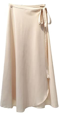 Jupe Été Femme Taille Haute Côté Cravate Plage Décontracté Jupe Portefeuille Femme Élégante Jupes Mi-Longues Beige One Size