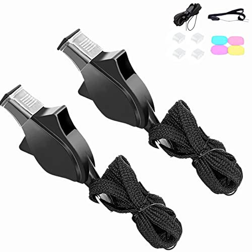 MHwan Silbato, Silbato arbitro Profesional, Silbato de delfín de Alta frecuencia no Nuclear, Juego de Voleibol de Baloncesto al Aire Libre Multifuncional Silbato de árbitro dedicado (2 Juegos) Negro