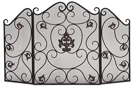Kaminschirm aus Metall Metall Kamin Bildschirm Hohlpartition Netto Brandschutz Kamin Guardrail Faltbarer Haushalt Holz Burning Herd Zubehör Feuerfunkenschutzgitter für Wohnzimmer ( Color : Schwarz )