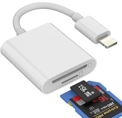 SD Kartenleser Micro SD Speicherkarte Kartenlesegerät auf Lightning Klinke Adapter(2in1)Apple Card Reader Verteiler Zubehör Karte Hub für iPhone 14 13 12 11 Pro Max Mini 8 7 Plus X Xs Xr Se 6 iPad Air