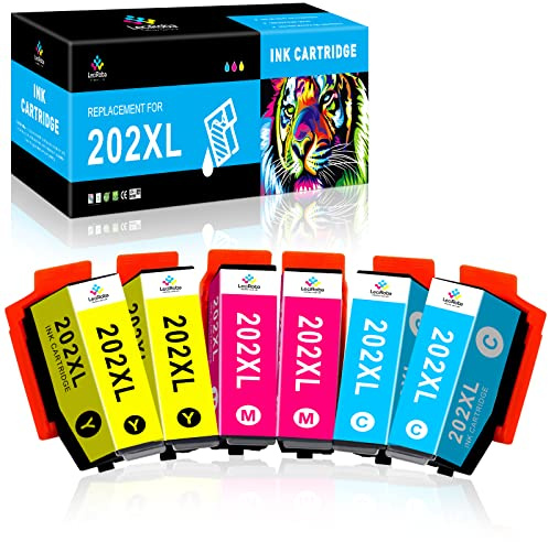 LeciRoba 202XL Ink Cartridges for Epson 202 Ink Cartridges for Epson Expression Premium XP-6100 XP-6105 XP-6005 XP-6000 Printer (6 Color)