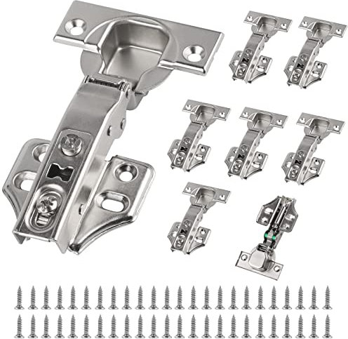 EFUTURETIME 8 x Charnière porte Cuisine avec Amortisseur avec 48 Vis, Charniere Meuble de Porte Placard 110°, 114 x 61mm Soft Close Hinges pour les Portes d'Armoires