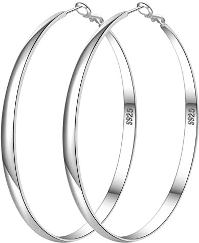 PABBEU Creolen Silber 925 Groß Silber Ohrringe Damen Hypoallerge Creolen Ohrringe Leicht Ohrringe Mädchen Silber für Damen 5mm Breit 30/40/50/70mm