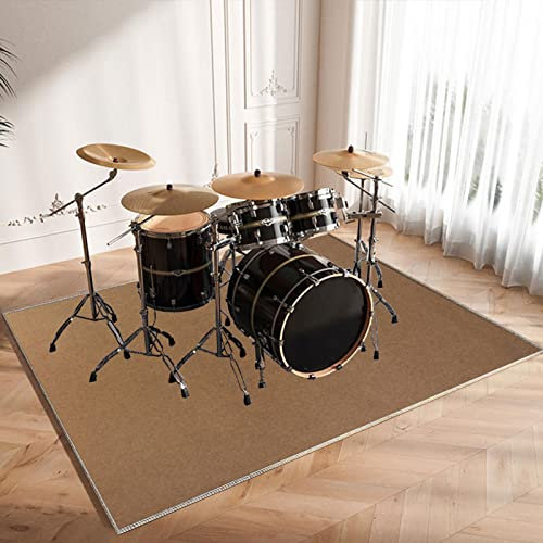 Tapis de Batterie 180 x 160 cm Tapis pour Batterie Acoustique Insonorisant, Professionnel Rectangulaire Électronique Jazz kit de Batterie pour Basse Caisse Claire Instruments - Couleur Café