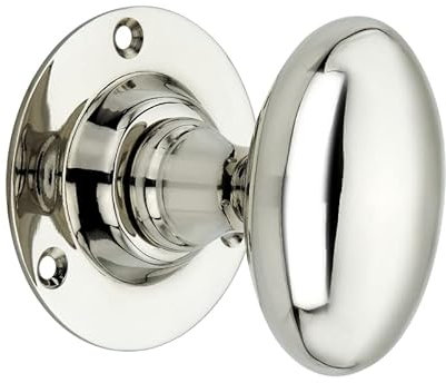 Infinity Decor Oval Mortice Door Knobs in Solid Brass- Victorian Period Style Door Pull Handles (Polished Nickel)