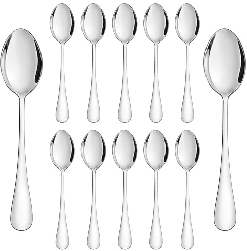 Suppenlöffel, HaWare 12 Stück Edelstahl Esslöffel Löffel Set, 20.3cm Elegantes Tafellöffel Menülöffel Set für Zuhause Restaurant Hotel Party, Hochglanzpoliert & Spülmaschinenfest - Klassisches Design