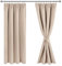 JIUZHEN Gardinen mit kräuselband Verdunklungsvorhänge Vorhang Blickdicht Gardinen Wohnzimmer Vorhänge Schlafzimmer Thermovorhang Beige, H175 x B140 cm,2er Set