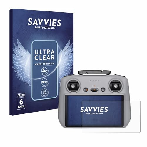 Savvies Schutzfolie für DJI RC 2 | 6 Stück Transparenter Displayschutz Made in Germany Ultra-Klar Displayschutz-Folie