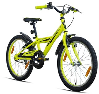 20 Zoll Jungen Fahrrad Fahrrad Kinderfahrrad mit Reflektoren Schutzblech Alter ab 7 Jahre Rad Jungenfahrrad V-Bremse und Rücktrittbremse Gelb NEU-080