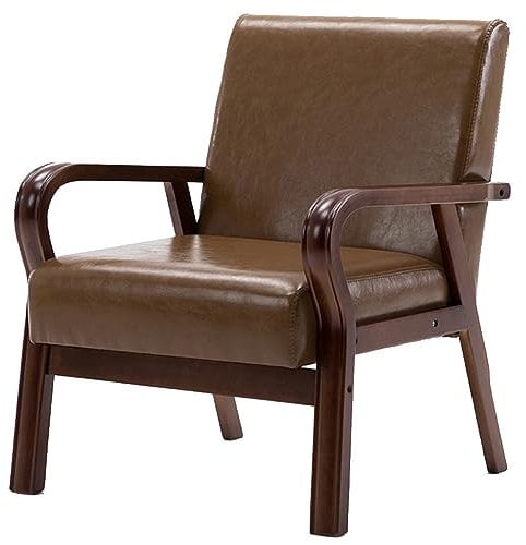 KOHARA Gepolsterter Loungesessel mit Armlehnen, Ledersessel, bequemer Stuhl für Schlafzimmer, Einzel-Lesestuhl aus der Mitte des Jahrhunderts für Erwachsene für Wohnzimmer, Empfang, Sch