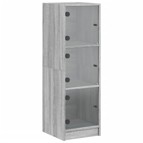 vidaXL Highboard mit Glastüren Grau Sonoma 35x37x109 cm